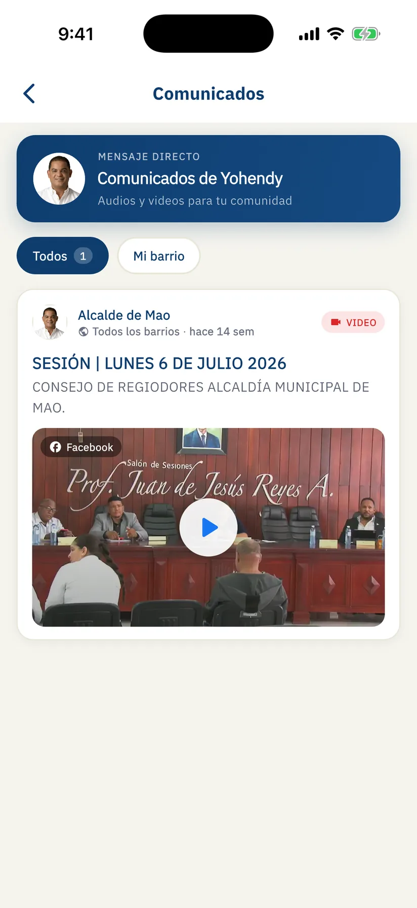 Comunicados del Alcalde en la app: sesión del Concejo de Regidores en video
