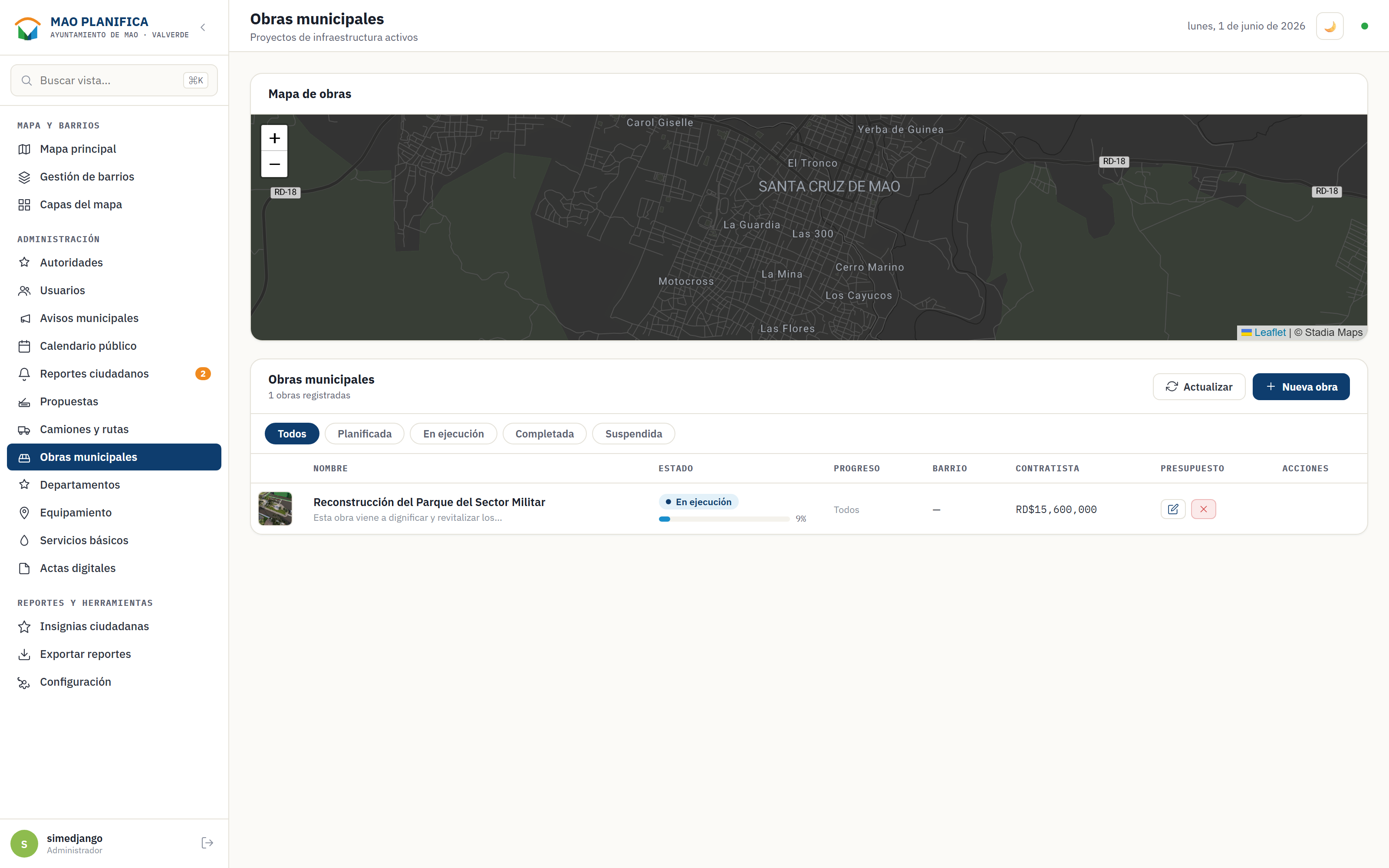 Gestión de obras municipales
